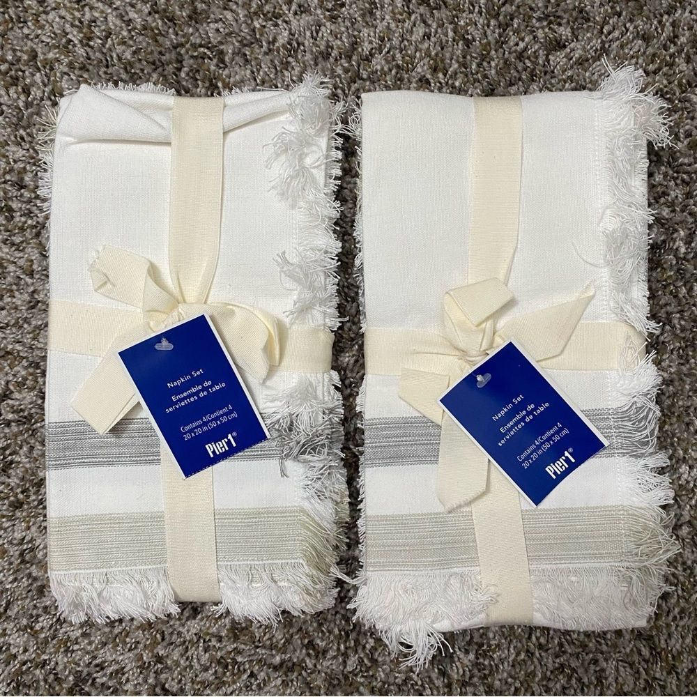 Pier 1 100% Cotton Striped Dinner Kitchen Napkins